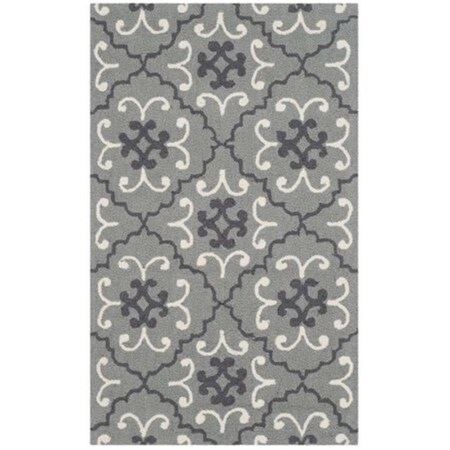 Safavieh Four Seasons Hand Hooked Rectangle Rug- Grey - Ivory- 3 ft. 6 in. x 5 ft. 6 in. FRS234B-4